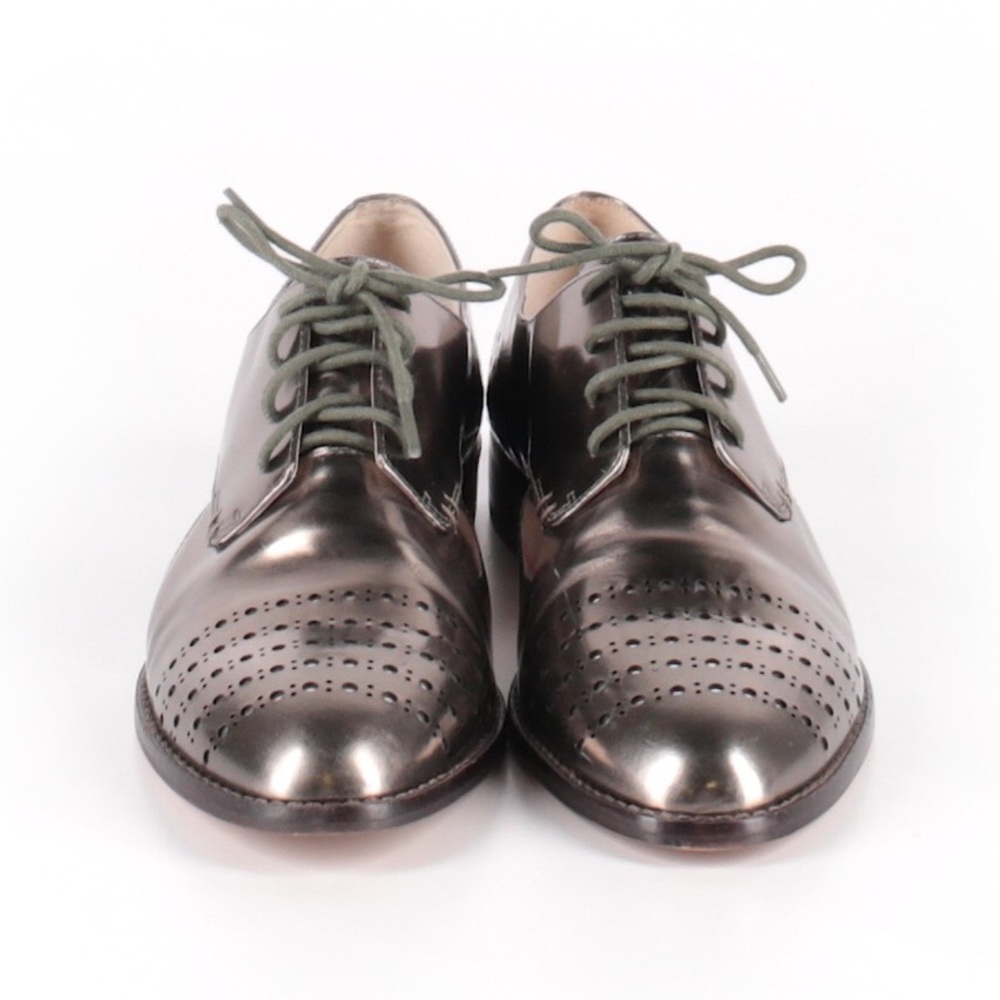 Louise Et Cie metallic silver oxford flat
